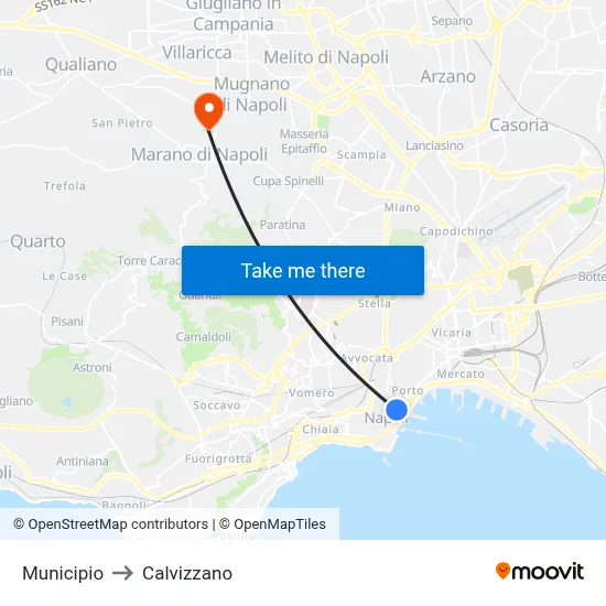 City Hall to Calvizzano map