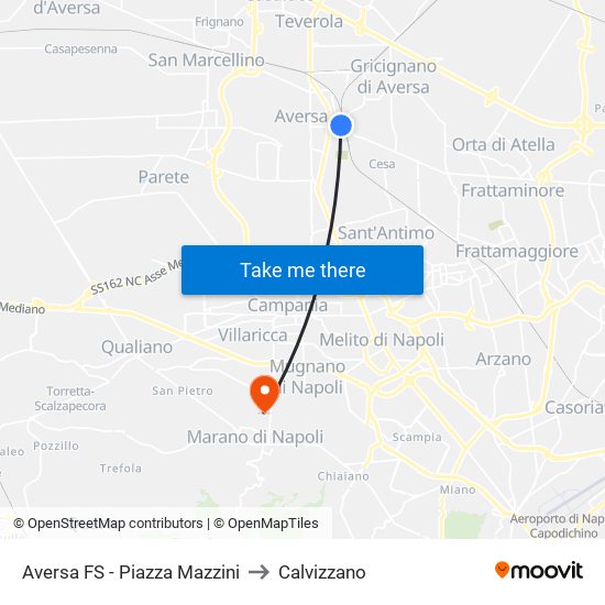 Aversa FS - Piazza Mazzini to Calvizzano map