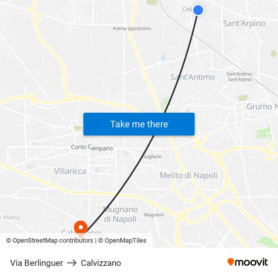 Via Berlinguer to Calvizzano map