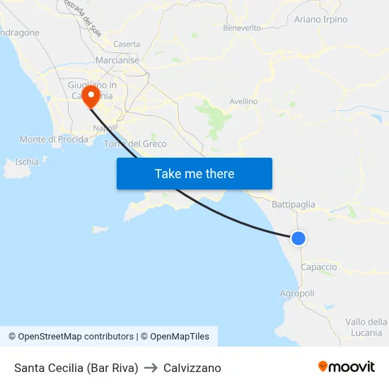 Santa Cecilia (Bar Riva) to Calvizzano map