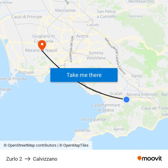 Zurlo 2 to Calvizzano map