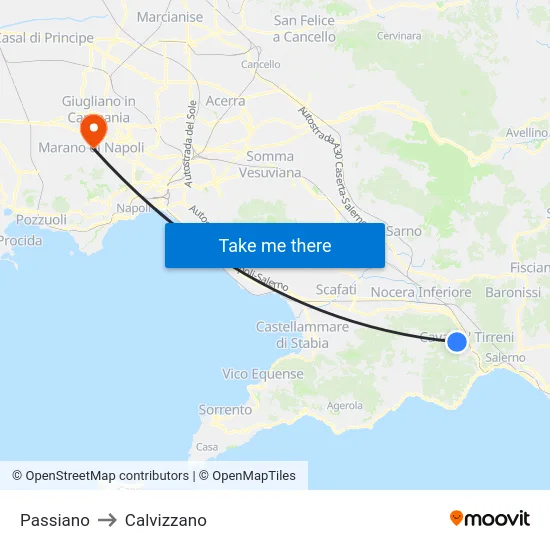 Passiano to Calvizzano map