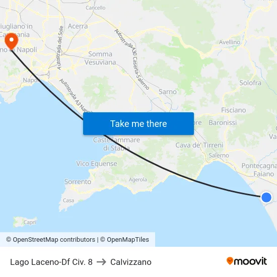 Lago Laceno-Df Civ. 8 to Calvizzano map