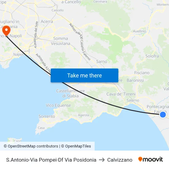St. Antonio-Pompei Road-Posidonia Road to Calvizzano map