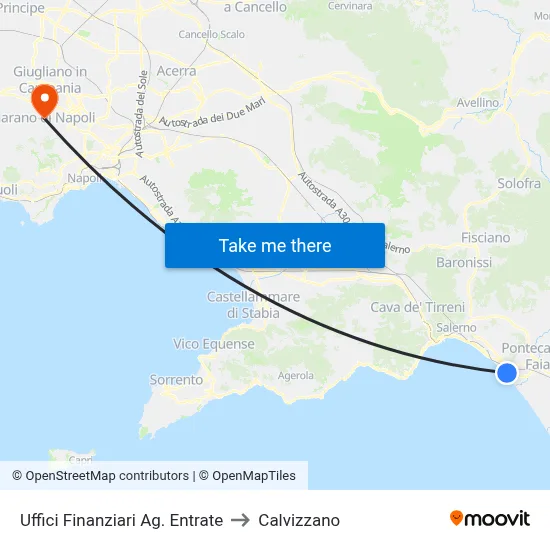 Financial Offices Revenue Agency to Calvizzano map