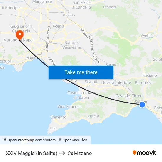 XXIV May (Uphill) to Calvizzano map