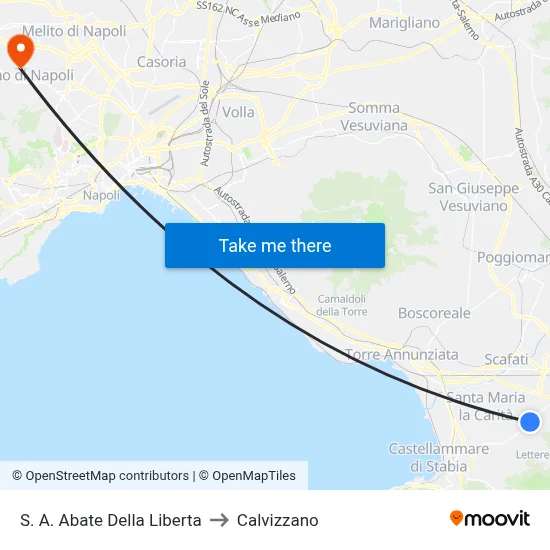 Sant'Antonio Abate Della Liberta to Calvizzano map