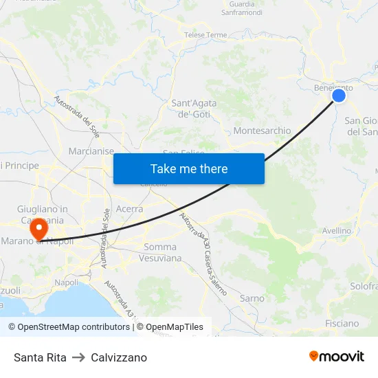 Santa Rita to Calvizzano map