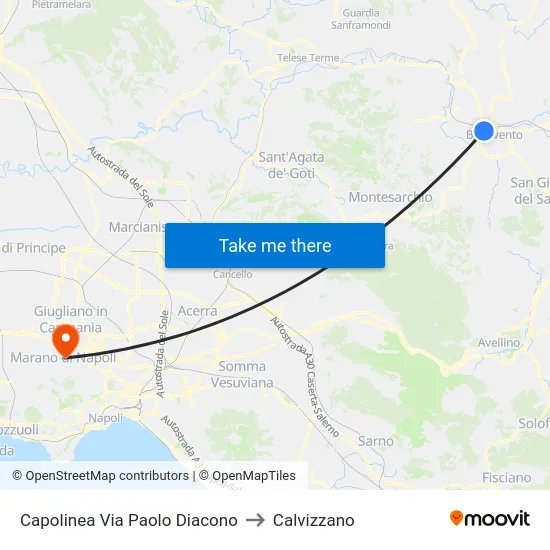 Capolinea Via Paolo Diacono to Calvizzano map