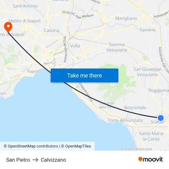Saint Peter to Calvizzano map