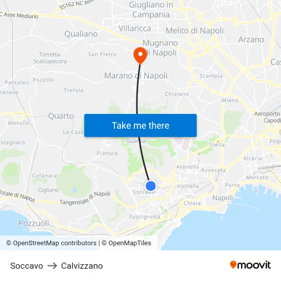 Soccavo to Calvizzano map