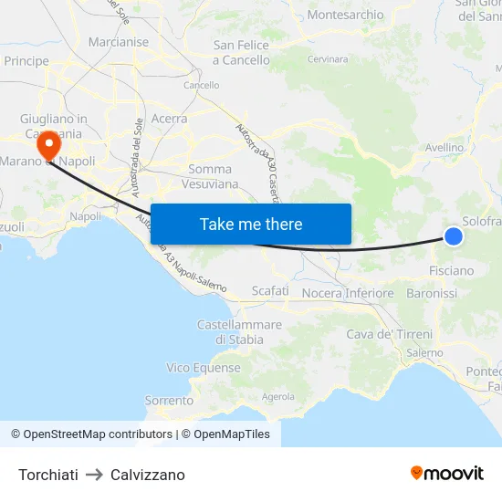 Torchiati to Calvizzano map