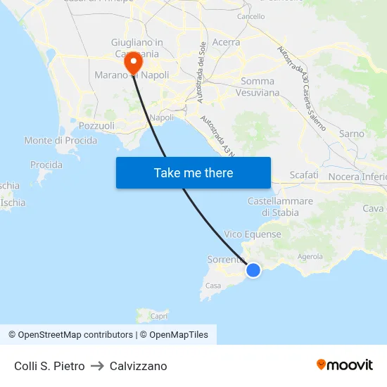 Colli S. Pietro to Calvizzano map