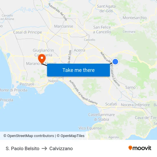 S. Paolo Belsito to Calvizzano map