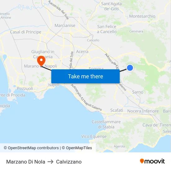 Marzano Di Nola to Calvizzano map