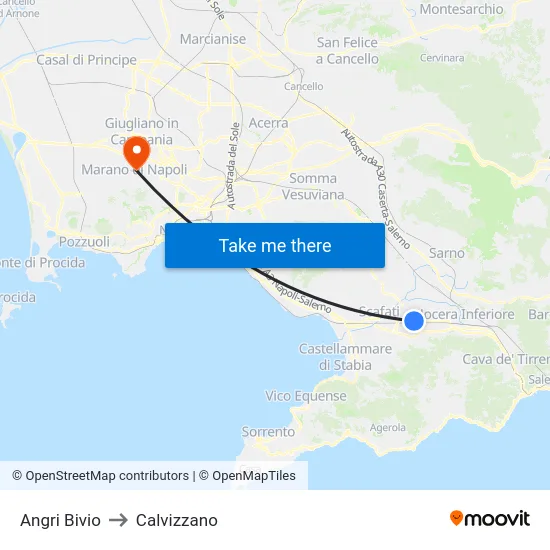 Angri Bivio to Calvizzano map
