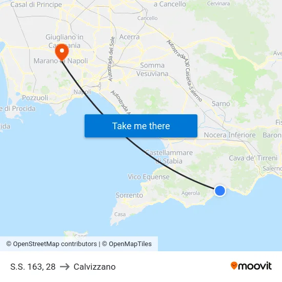 S.S. 163, 28 to Calvizzano map