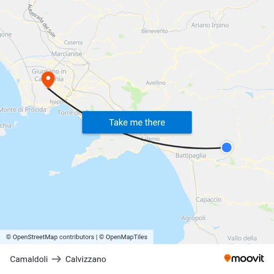 Camaldoli to Calvizzano map