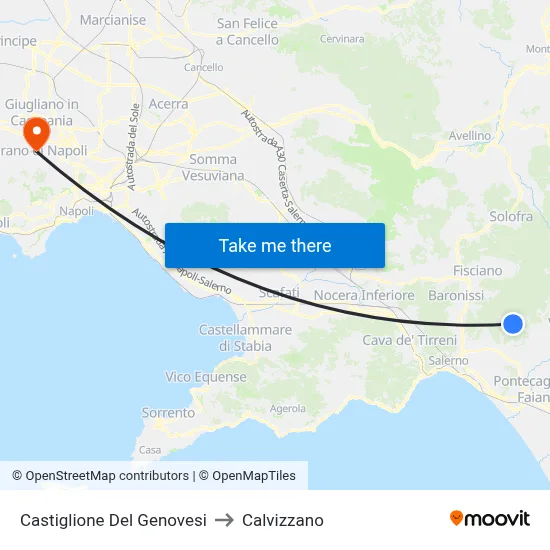 Castiglione Del Genovesi to Calvizzano map