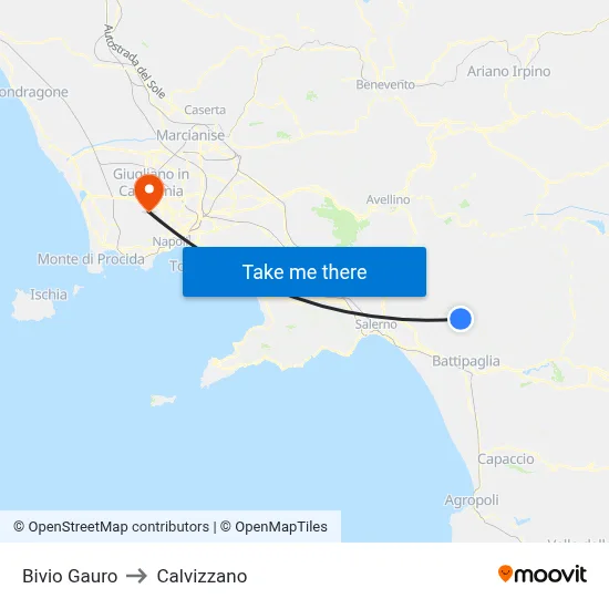 Gauro Junction to Calvizzano map