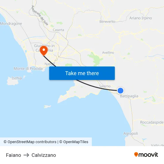 Faiano to Calvizzano map