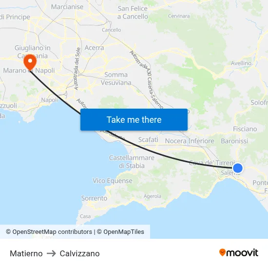 Matierno to Calvizzano map