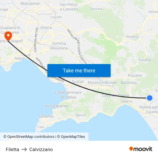 Filetta to Calvizzano map