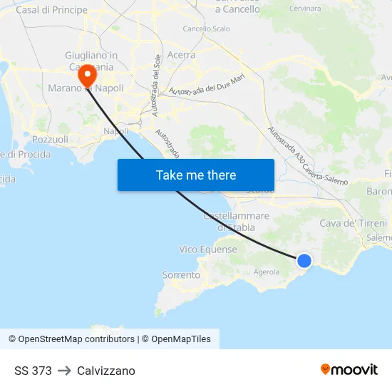 SS 373 to Calvizzano map