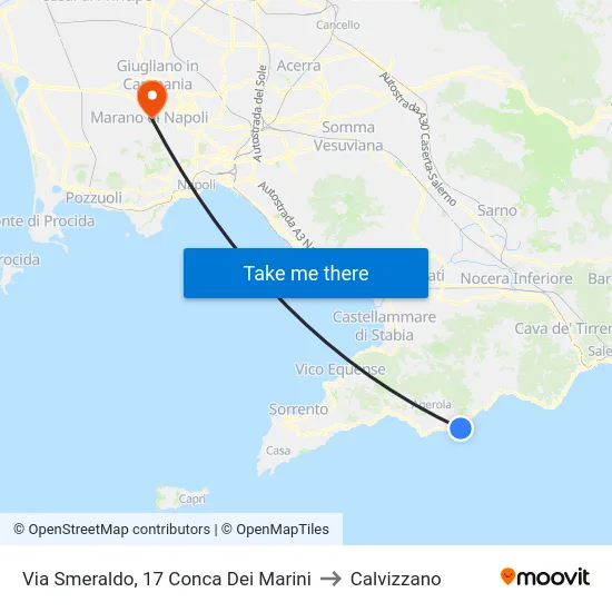 Via Smeraldo, 17 Conca Dei Marini to Calvizzano map