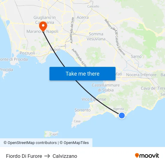 Fiordo Di Furore to Calvizzano map