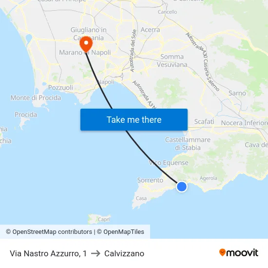 Via Nastro Azzurro, 1 to Calvizzano map