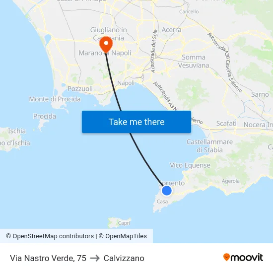 Via Nastro Verde, 75 to Calvizzano map