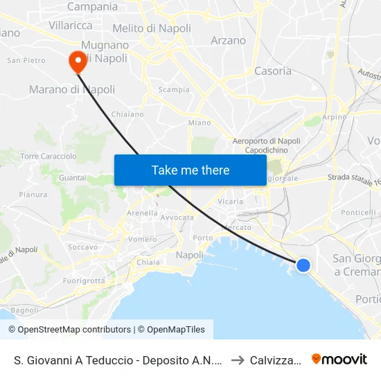 S. Giovanni A Teduccio - Deposito A.N.M. to Calvizzano map