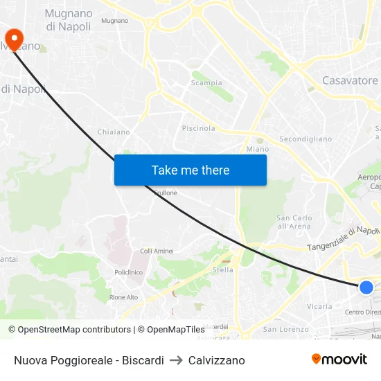 Nuova Poggioreale - Biscardi to Calvizzano map