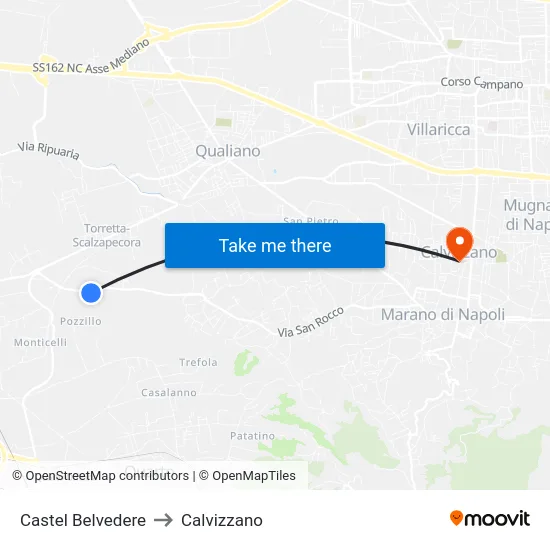 Castel Belvedere to Calvizzano map