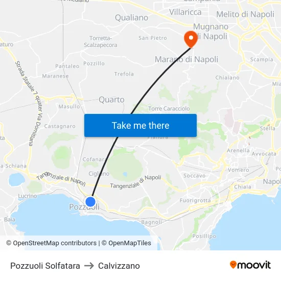 Pozzuoli Solfatara to Calvizzano map