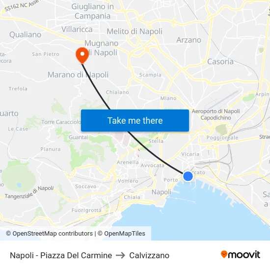 Napoli - Piazza Del Carmine to Calvizzano map