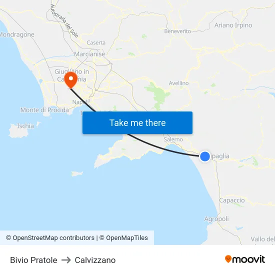 Bivio Pratole to Calvizzano map