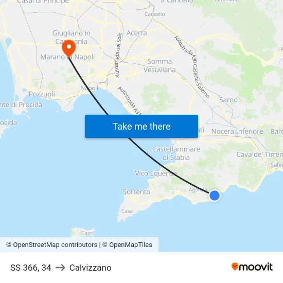 SS 366, 34 to Calvizzano map