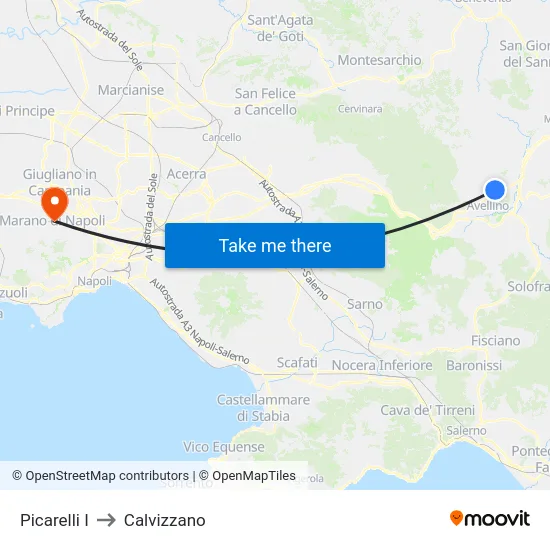 Picarelli I to Calvizzano map