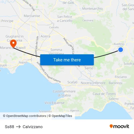 Ss88 to Calvizzano map