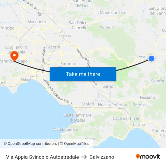 Via Appia-Svincolo Autostradale to Calvizzano map