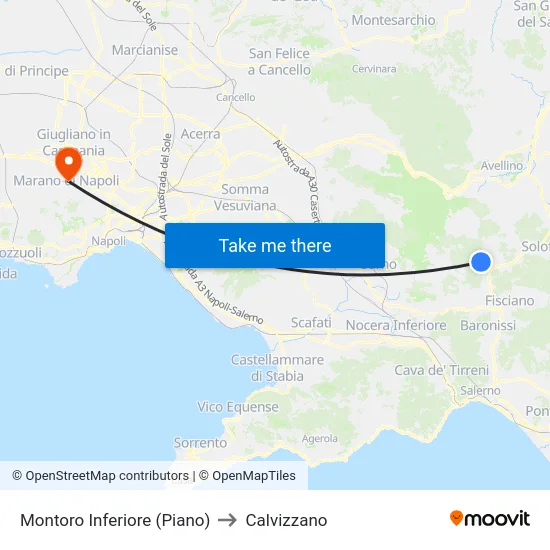 Montoro Inferiore (Piano) to Calvizzano map