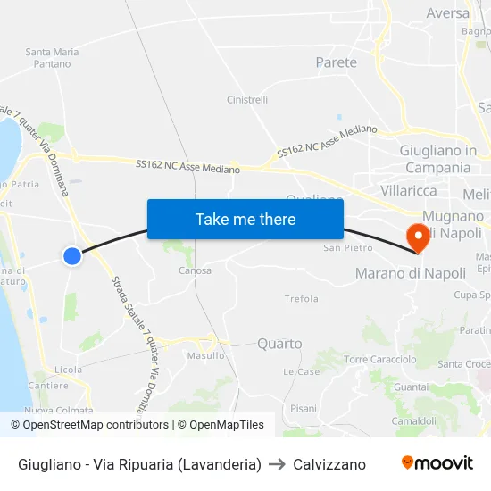 Giugliano - Via Ripuaria (Lavanderia) to Calvizzano map