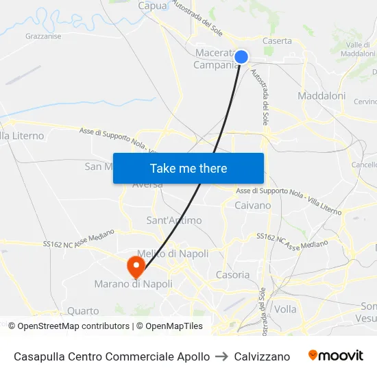 Casapulla Apollo Shopping Center to Calvizzano map