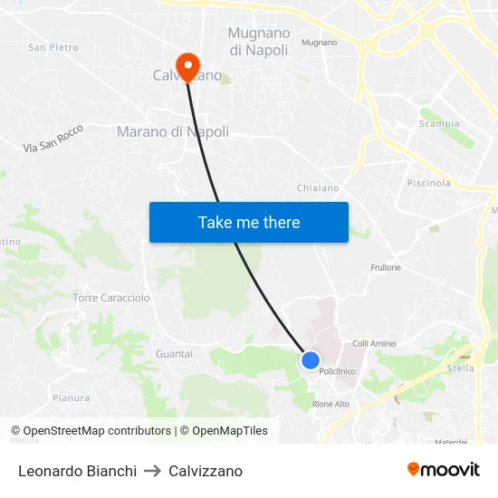Leonardo Bianchi to Calvizzano map