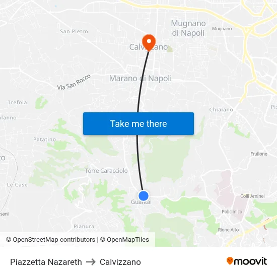 Nazareth Small Square to Calvizzano map