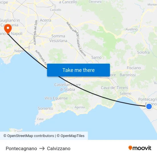 Pontecagnano to Calvizzano map