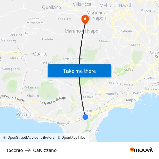 Tecchio to Calvizzano map