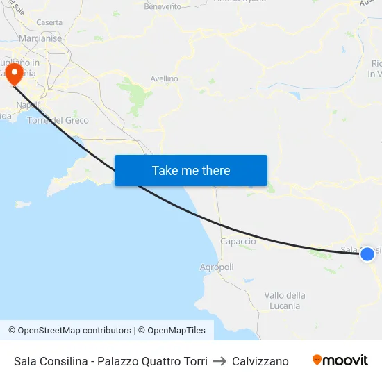 Sala Consilina - Palazzo Quattro Torri to Calvizzano map